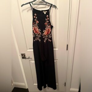 Francesca’s Black Floral Romper Dress